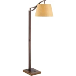 Franklin Iron Works Tahoe Rustic Industrial Downbridge Arc Floor Lamp 60" Tall Bronze Metal Faux Leather Empire Shade For Living Room Reading Bedroom -Adesso Shop GUEST 73942368 bb6f 4a87 8ab7 ec98e041e09d
