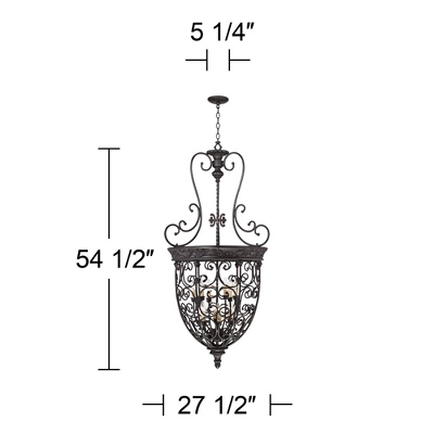 Franklin Iron Works French Scroll Rubbed Bronze Chandelier 27 1/2" Wide Rustic 12-Light Fixture For Dining Room House Kitchen Island Entryway Bedroom 9 Franklin Iron Works French Scroll Rubbed Bronze Chandelier 27 1/2" Wide Rustic 12-Light Fixture For Dining Room House Kitchen Island Entryway Bedroom - Image 7