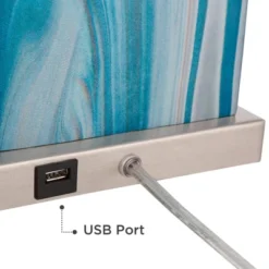 360 Lighting Connie Modern Table Lamps 25" High Set Of 2 Blue Faux Marble With USB Charging Ports LED White Shade For Bedroom Living Room House Desk 12 360 Lighting Connie Modern Table Lamps 25" High Set Of 2 Blue Faux Marble With USB Charging Ports LED White Shade For Bedroom Living Room House Desk -Adesso Shop GUEST 744a14ec facf 446e bda5 584e0666f163