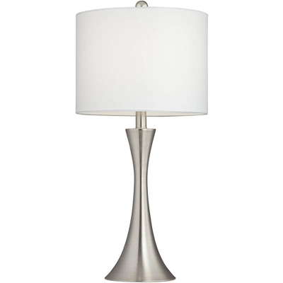 360 Lighting Gerson Modern Table Lamps 24" High Set Of 2 Brushed Nickel With Dimmers LED White Drum Shade For Bedroom Living Room Bedside Nightstand 10 360 Lighting Gerson Modern Table Lamps 24" High Set Of 2 Brushed Nickel With Dimmers LED White Drum Shade For Bedroom Living Room Bedside Nightstand - Image 8