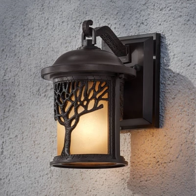 John Timberland Rustic Outdoor Wall Light Fixture Bronze 9 1/2" Tree Etched Glass Sconce For Exterior House Deck Patio Porch Lighting 3 John Timberland Rustic Outdoor Wall Light Fixture Bronze 9 1/2" Tree Etched Glass Sconce For Exterior House Deck Patio Porch Lighting