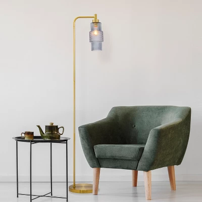 63" Kyra Pillar Shade Floor Lamp Blue/Gold - River Of Goods 6 63" Kyra Pillar Shade Floor Lamp Blue/Gold - River Of Goods - Image 4