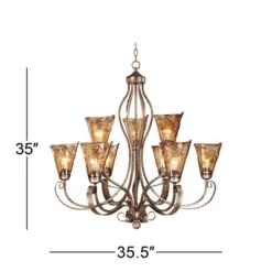 Franklin Iron Works Amber Scroll Golden Bronze Large Chandelier 35 1/2" Wide Rustic Art Glass 9-Light Fixture For Dining Room House Kitchen Island 10 Franklin Iron Works Amber Scroll Golden Bronze Large Chandelier 35 1/2" Wide Rustic Art Glass 9-Light Fixture For Dining Room House Kitchen Island -Adesso Shop GUEST 76c808b7 e002 4e29 bb7f f39c676b4866