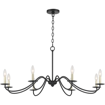 Franklin Iron Works Black Chandelier 42" Wide Farmhouse Rustic Bent Arms 8-Light Fixture For Dining Room Living House Foyer Kitchen Island Entryway 8 Franklin Iron Works Black Chandelier 42" Wide Farmhouse Rustic Bent Arms 8-Light Fixture For Dining Room Living House Foyer Kitchen Island Entryway - Image 6
