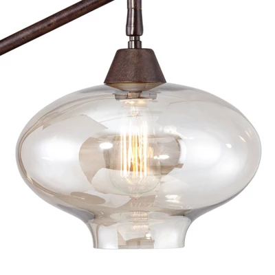 Franklin Iron Works Modern Industrial Desk Lamp 29" Tall With USB Charging Port Bronze Metal Cognac Glass Shade For Bedroom Living Room House Bedside 4 Franklin Iron Works Modern Industrial Desk Lamp 29" Tall With USB Charging Port Bronze Metal Cognac Glass Shade For Bedroom Living Room House Bedside - Image 2