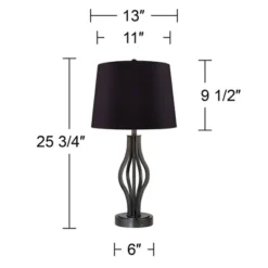 360 Lighting Heather Modern Industrial Table Lamps 25 3/4" High Set Of 2 Dark Iron With USB Charging Port Black Faux Silk Drum Shade For Bedroom Desk -Adesso Shop GUEST 787b6d95 c64a 499b a39f 55fbba9eb732