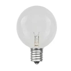 Novelty Lights Clear G40 Globe Hanging Outdoor String Light Replacement Bulbs E12 Candelabra Base 5 Watt