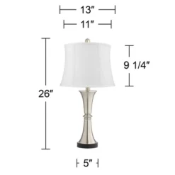 360 Lighting Seymore Modern Table Lamps 26" High Set Of 2 White Softback With USB Charging Port LED Touch On Off Silver Drum Shade For Bedroom Desk -Adesso Shop GUEST 78d69c4f 48d7 45b1 b724 41d5484e8b1d
