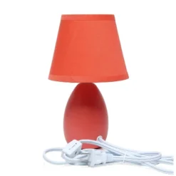 9.45" Petite Ceramic Oblong Bedside Table Desk Lamp With Matching Tapered Drum Shade Orange - Creekwood Home -Adesso Shop GUEST 799a9649 a8cc 4523 8892 57d4ac0577c4