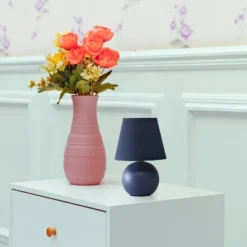 8.66" Petite Ceramic Orb Base Bedside Table Desk Lamp With Matching Tapered Drum Fabric Shade Blue - Creekwood Home -Adesso Shop GUEST 79bfa767 48e7 42f7 b46f e9b74e433281