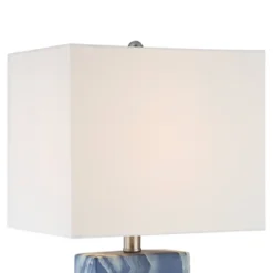 360 Lighting Connie Modern Table Lamps 25" High Set Of 2 Blue Faux Marble With USB Charging Port Table Top Dimmers White Shade For Bedroom Office Desk -Adesso Shop GUEST 79ffbcfa aa17 434a b4be a365c11da786