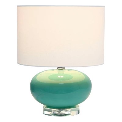 15.25" Modern Ovaloid Glass Bedside Table Lamp With Fabric Shade - Lalia Home 3 15.25" Modern Ovaloid Glass Bedside Table Lamp With Fabric Shade - Lalia Home