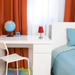 10.5" Petite Metal Stick Bedside Table Desk Lamp In Sand Nickel With Fabric Shade Red - Creekwood Home -Adesso Shop GUEST 7abb9a48 4234 4826 8467 6159e9f8c5c4