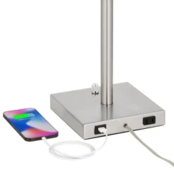 360 Lighting Andre 26 3/4" Tall Mid Century Modern Table Lamps Set Of 2 USB Port AC Power Outlet Silver Finish Metal White Shade Living Room Charging -Adesso Shop GUEST 7b1d6fe1 49d6 4005 8319 277d1ca1818b