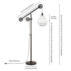 70 In. Pulley Metal Black And Bronze And With Milk Shade Floor Lamp - Henn&Hart -Adesso Shop GUEST 7b48dfda d6af 4ac3 bd72 d0df278a8a31