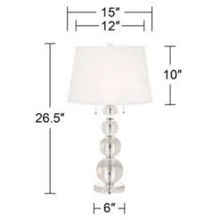 Vienna Full Spectrum Modern Table Lamp 26 1/2" High With USB Dimmer Stacked Crystal Spheres White Drum Shade For Bedroom Living Room Desk Bedside -Adesso Shop GUEST 7b6264c7 8c26 4645 8f38 93687dfecd73