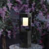 Outdoor Metal Lantern With LED Light And Bluetooth Speaker Black - Alpine Corporation