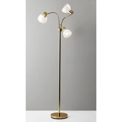 69" Presley 3 Arm Floor Lamp Gold - Adesso 3 69" Presley 3 Arm Floor Lamp Gold - Adesso