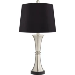 360 Lighting Seymore Modern Table Lamps 26" High Set Of 2 Silver With USB Charging Port LED Touch On Off Black Faux Silk Drum Shade For Bedroom Desk -Adesso Shop GUEST 7cbc78ea 5e96 48d6 84ff b55289f48605