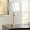 360 Lighting Traditional Swing Arm Desk Table Lamp Adjustable Height 36" Tall Antique Brass Off White Fabric Drum Shade Living Room Bedroom -Adesso Shop GUEST 7d5a9fad 51a4 46de a75a 7f15f55c3eee