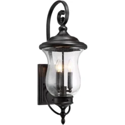 Franklin Iron Works Carriage Outdoor Wall Light Fixture Bronze LED 26 3/4" Clear Seedy Glass For Post Exterior Barn Deck House Porch Yard Posts Patio -Adesso Shop GUEST 7e35b142 f5fa 42ac 81be 9804ee816017