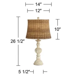 John Timberland Trinidad Country Cottage Table Lamps 26 1/2" High Set Of 2 Antique White Candlestick Rattan Tapered Drum Shade For Bedroom Living Room -Adesso Shop GUEST 7e86e852 2aaf 4268 b02e fe313d6ec044