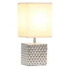 11.81" Tall Petite Hammered Square Bedside Table Desk Lamp With White Fabric Shade Silver - Simple Designs -Adesso Shop GUEST 7e86eaa4 4594 40c4 8ae0 693858fb0579