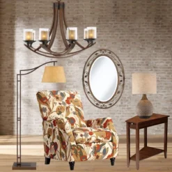 Franklin Iron Works Tahoe Rustic Industrial Downbridge Arc Floor Lamp 60" Tall Bronze Metal Faux Leather Empire Shade For Living Room Reading Bedroom -Adesso Shop GUEST 7f0f79ac efc3 4b81 90e5 eb3bf86d5c55