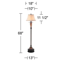 Kathy Ireland Sonnett Vintage Rustic Floor Lamp With Black Riser 68" Tall Bronze Metal Faux Marble Ivory Linen Bell Shade For Living Room Bedroom Home -Adesso Shop GUEST 7f675379 86ee 4c6e 9896 e5a27060f7d2
