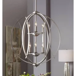 Possini Euro Design Spherical Brushed Nickel Large Chandelier 24" Wide Modern 6-Light Fixture For Dining Room House Foyer Kitchen Island Entryway Home -Adesso Shop GUEST 7fc99142 9bd2 4b9b a2db a8046439f66b
