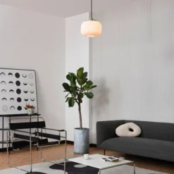 Novogratz X Globe Lily 1-Light Matte Brass Pendant Lighting With Frosted Ribbed Glass Shade - Globe Electric -Adesso Shop GUEST 8043a6a7 c16c 4ebb aab5 da6ab4ece662