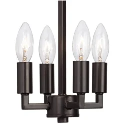 Franklin Iron Works Queluz Bronze Pendant Chandelier 13" Wide Industrial Rustic Geometric Cage 4-Light Fixture For Dining Room House Kitchen Island -Adesso Shop GUEST 80a5582b 1baa 4223 a388 c8ad376692f1