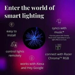 Twinkly Spritzer App-Controlled LED Lights Spritzer With 200 RGB (16 Million Colors) LEDs. 16 Inches Diameter. White Wire -Adesso Shop GUEST 8117cc17 bd70 498e be7f 49ffa65690fc