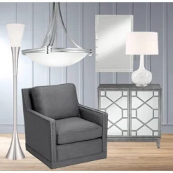 Possini Euro Design Natalia Modern Country Cottage Table Lamp 27" Tall White Ceramic Glaze Textured Floral Drum Shade For Bedroom Living Room Bedside -Adesso Shop GUEST 81407b27 c670 4a5b 8ef8 e14858256c34