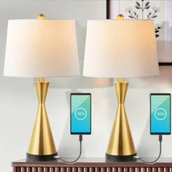 (Set Of 2) 26" Colton Classic French Country Iron LED Table Lamp With USB Charging Port (Includes LED Light Bulb) - JONATHAN Y -Adesso Shop GUEST 81741b8a 06f6 49bb 9028 0d060b151ea2