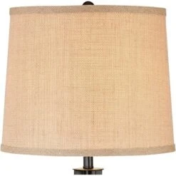 360 Lighting Heather Modern Industrial Table Lamps 25 3/4" High Set Of 2 Dark Iron With USB Charging Port Burlap Drum Shade For Bedroom House Desk -Adesso Shop GUEST 81893180 47ea 4e67 bba8 ecefb0f63172