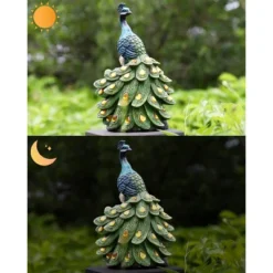 Techko Maid Peacock Calm Solar Outdoor Garden Statue Decor With Spotlight -Adesso Shop GUEST 819ed798 d2da 4ed8 b9e4 4cd4d7b2efb5