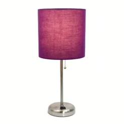 19.5" Bedside Power Outlet Base Metal Table Desk Lamp Brushed Steel With Fabric Shade Purple - Creekwood Home 12 19.5" Bedside Power Outlet Base Metal Table Desk Lamp Brushed Steel With Fabric Shade Purple - Creekwood Home -Adesso Shop GUEST 81a4d69f c2f9 4ef7 80c6 47abfd7ada6c