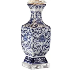Barnes And Ivy Table Lamps 28" Tall Set Of 2 Porcelain Blue Floral Jar Geneva White Drum Shade For Living Room Family Bedroom Bedside -Adesso Shop GUEST 82209bea 8669 44b0 a591 66283e6c7dc6