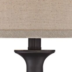 Regency Hill Ben Rustic Farmhouse Table Lamps 25" High Set Of 2 Dark Bronze Metal Beige Linen Drum Shade For Bedroom Living Room Bedside Nightstand -Adesso Shop GUEST 82450b0b b500 4ace ad3a 57691cb844a3