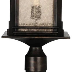 Franklin Iron Works Farmhouse Rustic Mission Outdoor Post Light Fixture Walnut Bronze Dimmable LED 37 1/2" Frosted Cream Glass For Exterior Barn Deck -Adesso Shop GUEST 8272fa03 40f7 47ab ad3e dc9109f26de0