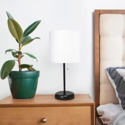 19.5" Bedside USB Port Feature Metal Table Desk Lamp Black With White Fabric Shade - Creekwood Home -Adesso Shop GUEST 82d2f254 255f 4996 b675 12d3243f89de