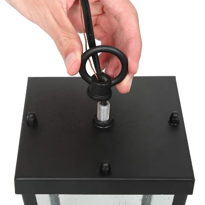 9" Metal/Seeded Glass Modern Outdoor Pendant Light Black - LNC 7 9" Metal/Seeded Glass Modern Outdoor Pendant Light Black - LNC - Image 5