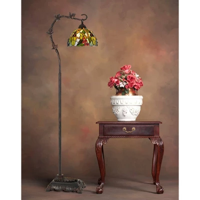61" Metal Floor Lamp With Hand Cut Glass Tiffany Shade Dark Bronze - Cal Lighting 3 61" Metal Floor Lamp With Hand Cut Glass Tiffany Shade Dark Bronze - Cal Lighting