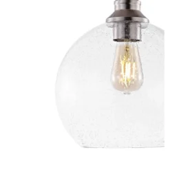 9.75" LED 1-Light Marla Iron/Seeded Glass Pendant Nickel/Clear - JONATHAN Y -Adesso Shop GUEST 83d7d038 b5ed 4659 b2da 0c4ac31a5aa4