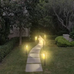 5.51" X 29.92" Solar LED Garden Path Light Amber/White - Techko Maid -Adesso Shop GUEST 83fad714 a248 427e b93e d4d5de9fb8ce