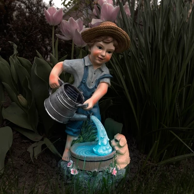 Nature Spring Outdoor Solar LED Light Little Boy Statue For Garden, Patio, Lawn, And Yard – Blue 4 Nature Spring Outdoor Solar LED Light Little Boy Statue For Garden, Patio, Lawn, And Yard – Blue - Image 2