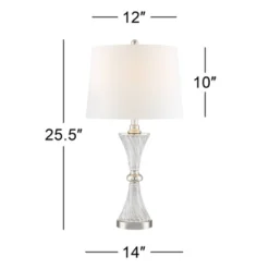 Regency Hill Luca Modern Table Lamps 25 1/2" High Set Of 2 Twisted Glass With USB Charging Port White Drum Shade For Bedroom Living Room Office Desk -Adesso Shop GUEST 84c4037a 4bea 490c 9b53 fceb0aedb55d