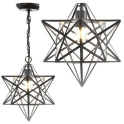 12" Stella Moravian Star Metal/Clear Glass LED Pendant - Jonathan Y -Adesso Shop GUEST 85dbeb50 172a 45a2 a25f ed3371140664