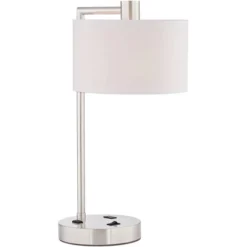 360 Lighting Colby Modern Desk Lamps 21" High Set Of 2 Brushed Nickel With USB And AC Power Outlet In Base White Linen Drum Shade For Bedroom Office -Adesso Shop GUEST 86792dc3 db4e 49d0 bc61 cc6c9a1e23d5